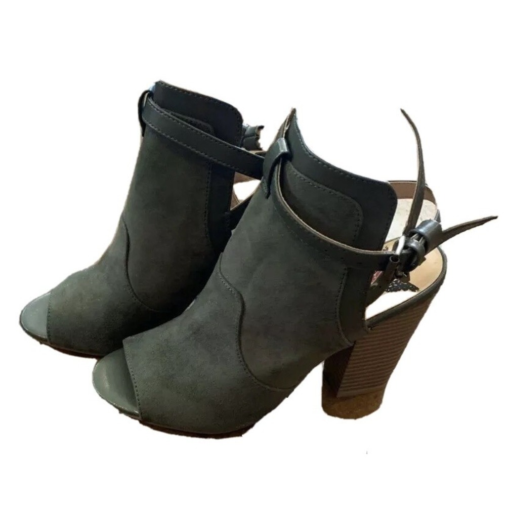 Penny Loves Kenny Ladies Ankle Opentoe Booties Olive Green 5 1/2 New with Tags